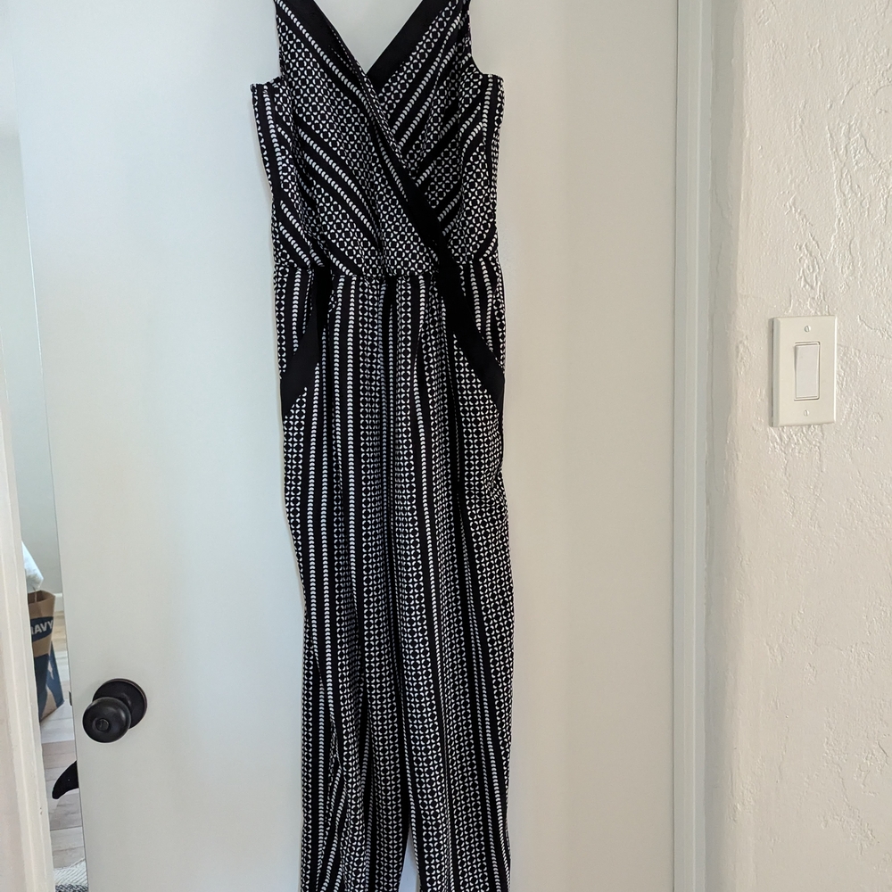 Navy and White Striped Jumpsuit
